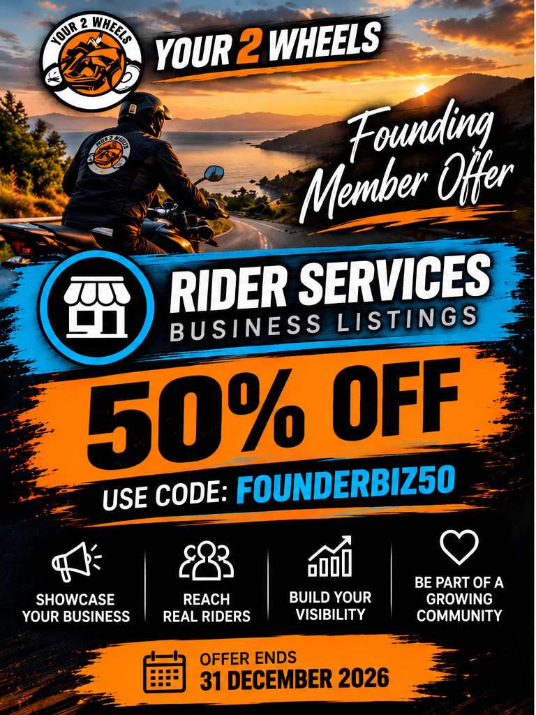 Introductory offers: showcase your business or list your motorcycle gear 2 your2wheels rider services business listings